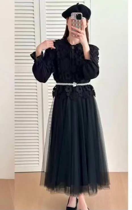 Black Net Frock with Waistcoat