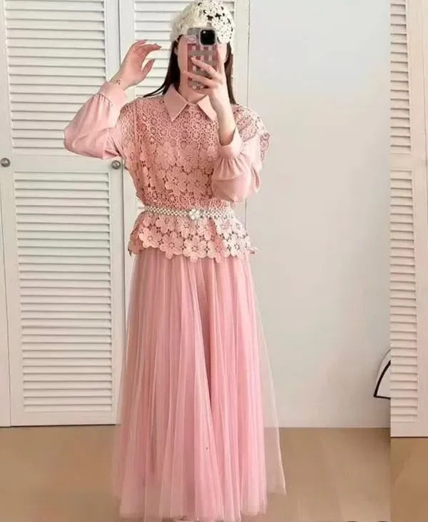 Lace Net Frock with Waistcoat