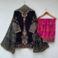 price 7499 code Rg02 silk 3pcs embroidered short shirt with beautiful multi print shalwar size S M L length 36_