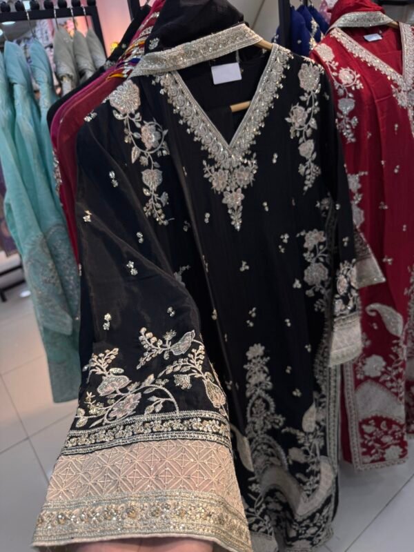 rg03-1.jpg Long Shirt Fancy Silk 3pcs Beautiful Tila Embroidered Work – RG03 - Fancy | Rangoli