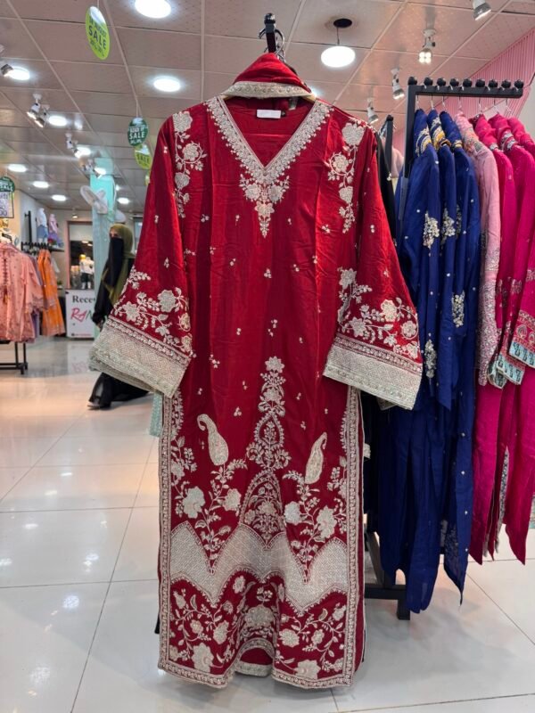 rg03-3.jpg Long Shirt Fancy Silk 3pcs Beautiful Tila Embroidered Work – RG03 - Fancy | Rangoli