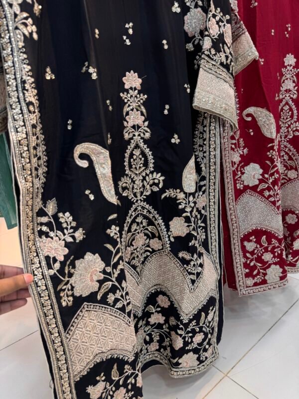 rg03-6.jpg Long Shirt Fancy Silk 3pcs Beautiful Tila Embroidered Work – RG03 - Fancy | Rangoli