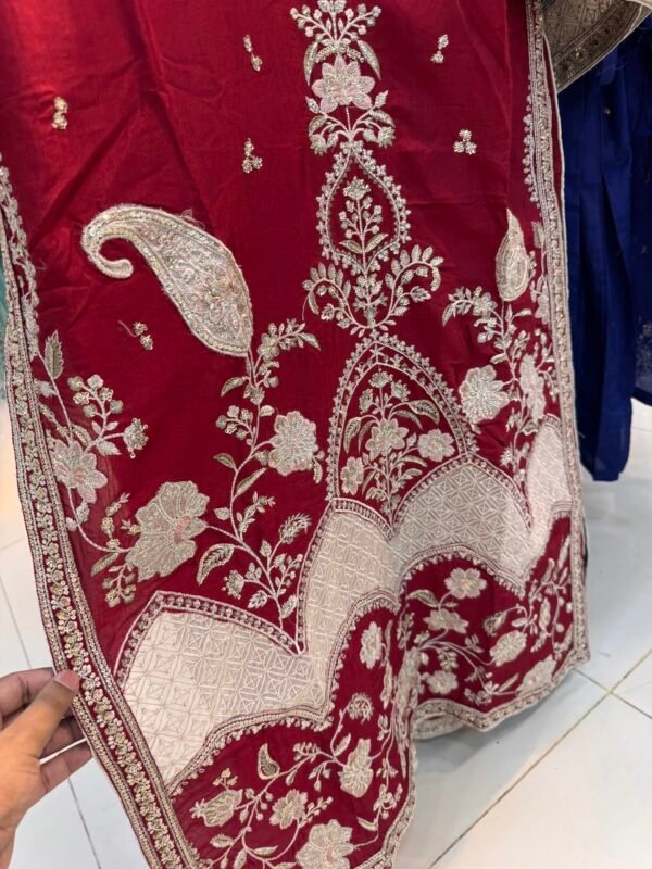 rg03-8.jpg Long Shirt Fancy Silk 3pcs Beautiful Tila Embroidered Work – RG03 - Fancy | Rangoli