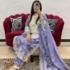Fabric Cotton 3pcs Stiched Embroidered Work Print Dupatta & Trousers – RG04 - casual wear | Rangoli