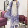 Fabric Cotton 3pcs Stiched Embroidered Work Print Dupatta & Trousers – RG04 - casual wear | Rangoli