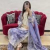Fabric Cotton 3pcs Stiched Embroidered Work Print Dupatta & Trousers – RG04 - casual wear | Rangoli