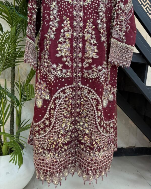 Fabric Orgainzal Size Small Medium Large Fancy 3pcs Handmade & Moti Embroidery Work With Orgainza Embroidered Dupatta & Trousers – RG06 - fancy | Rangoli