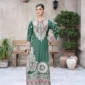 Long Shirt 3pcs Embroidered Pure Raw Silk Treadwork With Dupatta & Trousers – RG07 - party wear | Rangoli