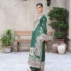 Long Shirt 3pcs Embroidered Pure Raw Silk Treadwork With Dupatta & Trousers – RG07 - party wear | Rangoli