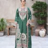 Long Shirt 3pcs Embroidered Pure Raw Silk Treadwork With Dupatta & Trousers – RG07 - party wear | Rangoli