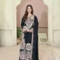 Long Shirt 3pcs Embroidered Pure Raw Silk Treadwork With Dupatta & Trousers – RG07 - party wear | Rangoli
