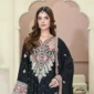 Long Shirt 3pcs Embroidered Pure Raw Silk Treadwork With Dupatta & Trousers – RG07 - party wear | Rangoli