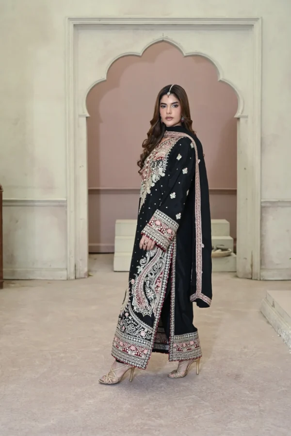 rg07b-3.webp Long Shirt 3pcs Embroidered Pure Raw Silk Treadwork With Dupatta & Trousers – RG07 - party wear | Rangoli