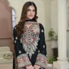 Long Shirt 3pcs Embroidered Pure Raw Silk Treadwork With Dupatta & Trousers – RG07 - party wear | Rangoli
