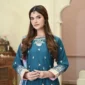 Frock 3pcs Embroidered Pure Row Silk Long Frock With Print Dupatta Laces Work With Trousers – RG08 - party wear | Rangoli
