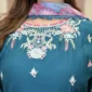 Frock 3pcs Embroidered Pure Row Silk Long Frock With Print Dupatta Laces Work With Trousers – RG08 - party wear | Rangoli