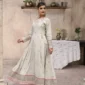 Frock 3pcs Embroidered Pure Row Silk Long Frock With Print Dupatta Laces Work With Trousers – RG08 - party wear | Rangoli