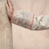 Frock 3pcs Embroidered Pure Row Silk Long Frock With Print Dupatta Laces Work With Trousers – RG08 - party wear | Rangoli