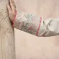 Frock 3pcs Embroidered Pure Row Silk Long Frock With Print Dupatta Laces Work With Trousers – RG08 - party wear | Rangoli