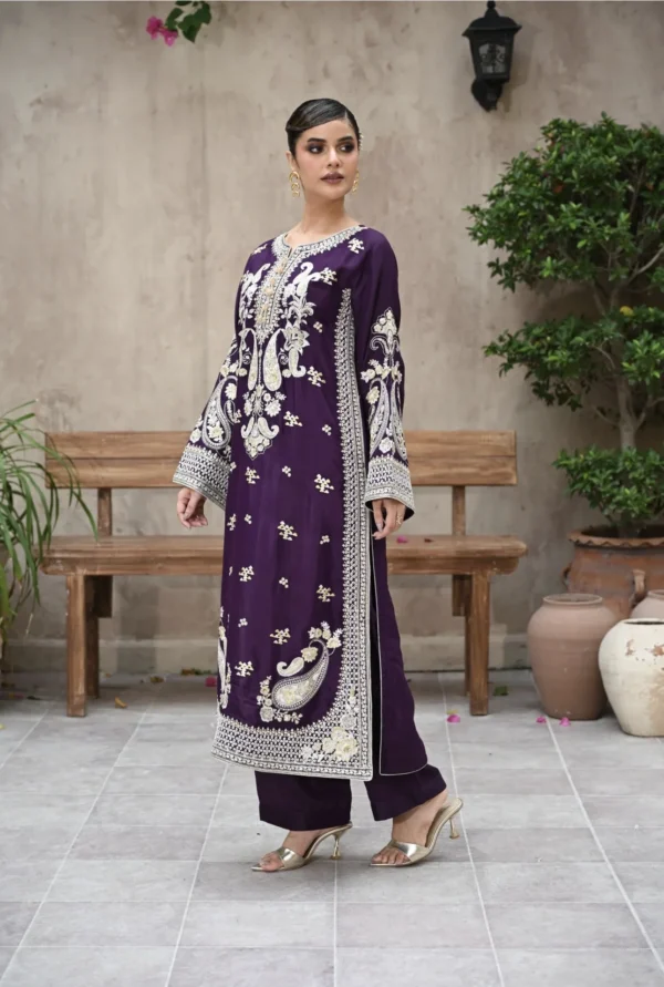 rg09-5.webp 3pcs Pure Silk Tila Embroidered With Beautiful Paches Work With Dupatta & Trousers – RG09 - party wear | Rangoli