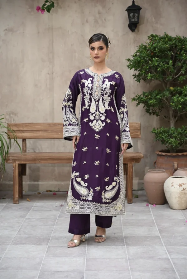 rg09-6.webp 3pcs Pure Silk Tila Embroidered With Beautiful Paches Work With Dupatta & Trousers – RG09 - party wear | Rangoli