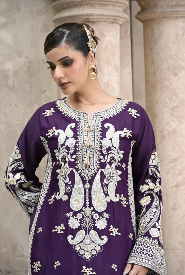 rg09-7.webp 3pcs Pure Silk Tila Embroidered With Beautiful Paches Work With Dupatta & Trousers – RG09 - party wear | Rangoli