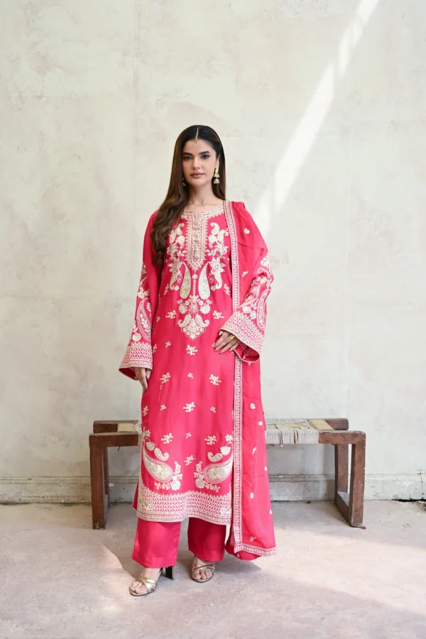 rg09p-1.webp 3pcs Pure Silk Tila Embroidered With Beautiful Paches Work With Dupatta & Trousers – RG09 P - party wear | Rangoli