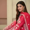 3pcs Pure Silk Tila Embroidered With Beautiful Paches Work With Dupatta & Trousers – RG09 P - party wear | Rangoli