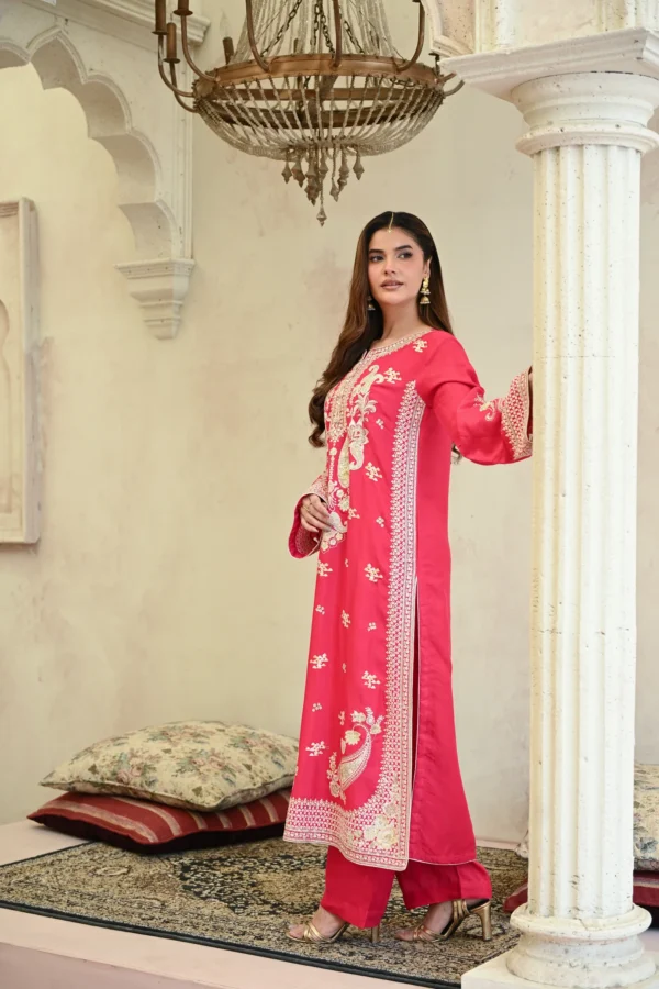 rg09p-7.webp 3pcs Pure Silk Tila Embroidered With Beautiful Paches Work With Dupatta & Trousers – RG09 P - party wear | Rangoli