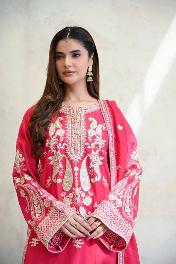rg09p-8.webp 3pcs Pure Silk Tila Embroidered With Beautiful Paches Work With Dupatta & Trousers – RG09 P - party wear | Rangoli