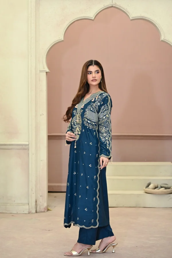 3pcs Pure Silk Tila Embroidered With Beautiful Paches Work With Dupatta & Trousers – RG10 - party wear | Rangoli