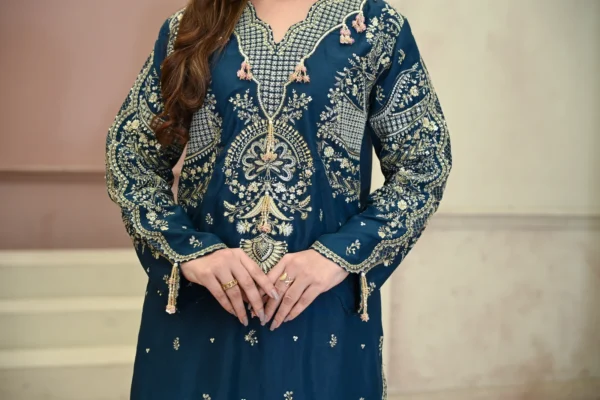 rg10-2.webp 3pcs Pure Silk Tila Embroidered With Beautiful Paches Work With Dupatta & Trousers – RG10 - party wear | Rangoli
