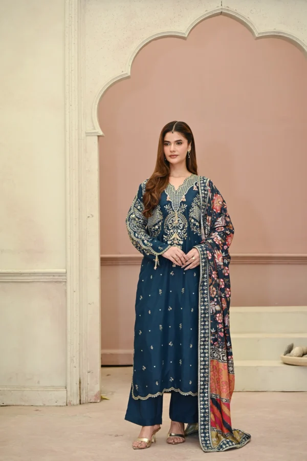 rg10-3.webp 3pcs Pure Silk Tila Embroidered With Beautiful Paches Work With Dupatta & Trousers – RG10 - party wear | Rangoli