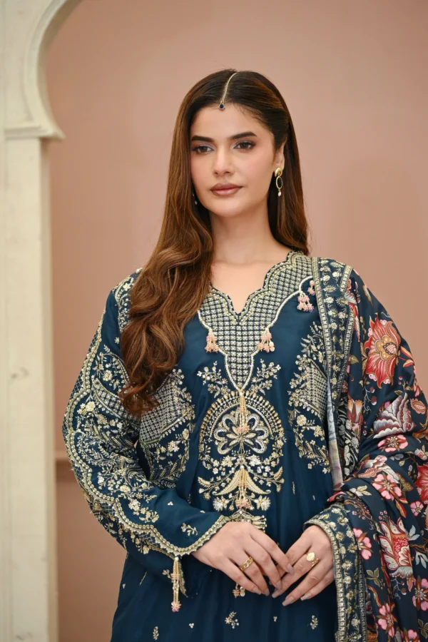 rg10-6.webp 3pcs Pure Silk Tila Embroidered With Beautiful Paches Work With Dupatta & Trousers – RG10 - party wear | Rangoli
