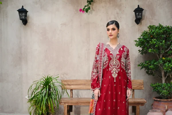 rg10r-2.webp Roselle Maroon Luxury Embroidered 3PCS – RG10 R - party wear | Rangoli