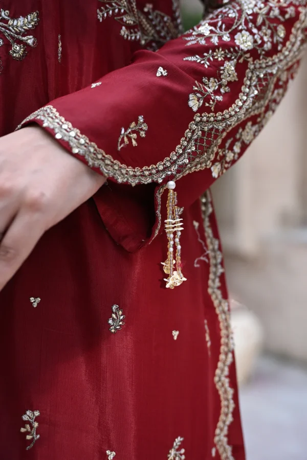 rg10r-6.webp Roselle Maroon Luxury Embroidered 3PCS – RG10 R - party wear | Rangoli