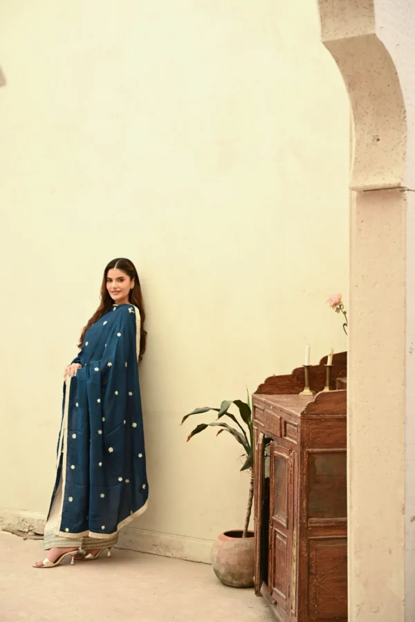 rg11b-4.webp Elara Teal Tila Embroidered 3PCS – RG11 B - party wear | Rangoli