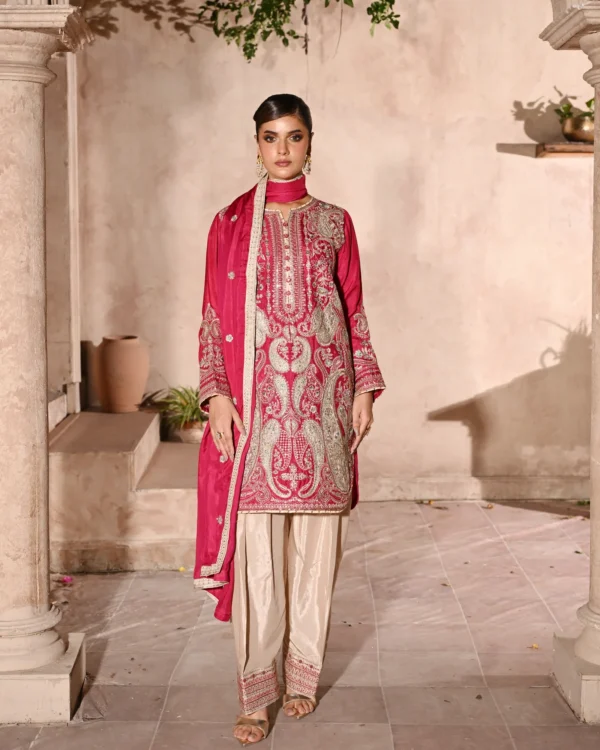 Rosalie Fuchsia Tila Embroidered 3PCS – RG11 P - party wear | Rangoli