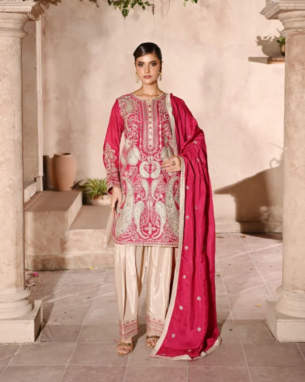 Rosalie Fuchsia Tila Embroidered 3PCS – RG11 P - party wear | Rangoli