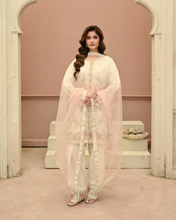 Rosalie Blush Pink Tila Embroidered 3PCS – RG17 P - Party Wear | Rangoli