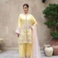 Aurelia Mustard Tila Embroidered 3PCS – RG17 Y - Party Wear | Rangoli
