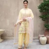 Aurelia Mustard Tila Embroidered 3PCS – RG17 Y - Party Wear | Rangoli