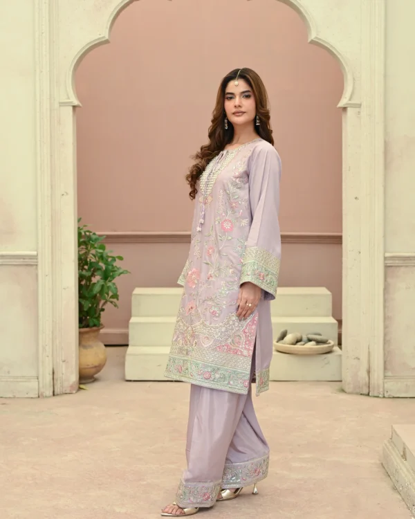 Elowen Lavender Tila Embroidered 3PCS – RG18 P - Party Wear | Rangoli