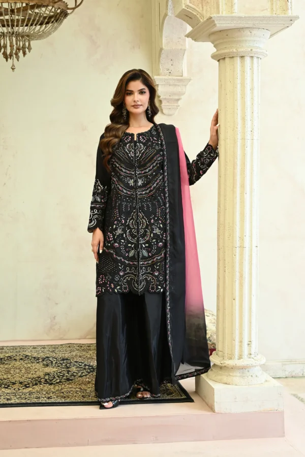 rg19b-1.webp Aurelia Black Tila Embroidered 3PCS – RG19 B - Party Wear | Rangoli