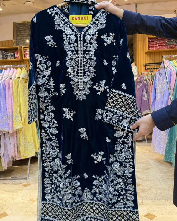 Elara Navy Blue Embroidered 3PCS – RG28