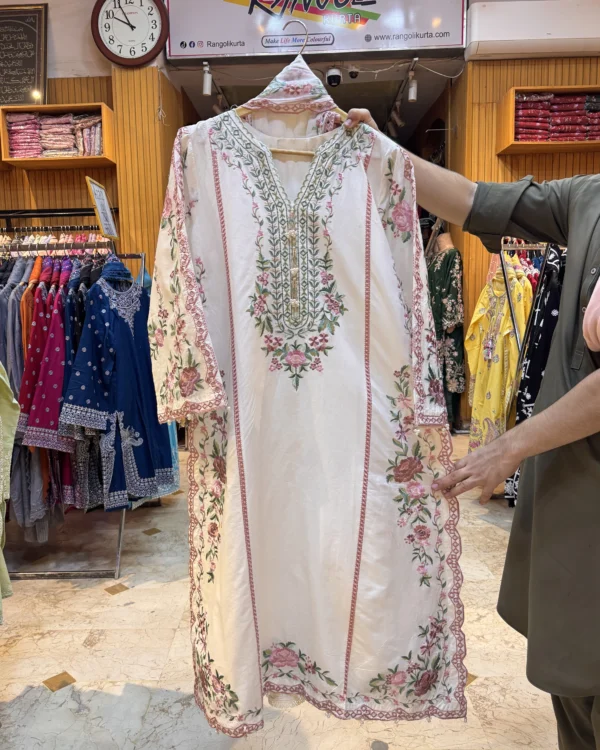 Elowen Off-White Embroidered 3PCS – RG21 - casual | Rangoli