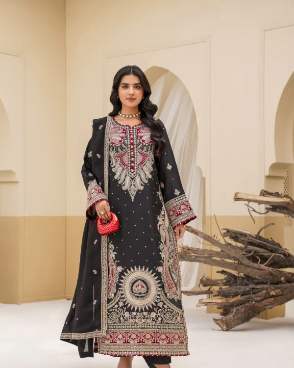 Aurelia Black Embroidered 3PCS – RG22 B - party wear | Rangoli