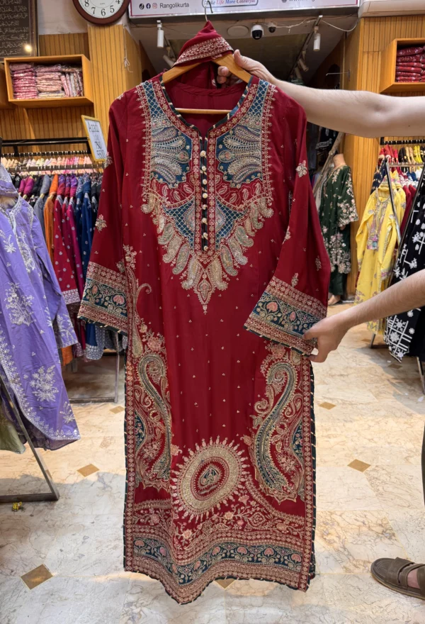 rg22r-2.webp Rosalie Red Embroidered 3PCS – RG22 R - party wear | Rangoli