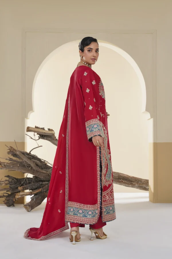rg22r-4.webp Rosalie Red Embroidered 3PCS – RG22 R - party wear | Rangoli