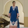 Elara Teal Blue Embroidered 3PCS – RG23 - party wear | Rangoli
